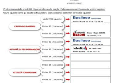 Campagna di personalizzazione delle maglie d'allenamento.