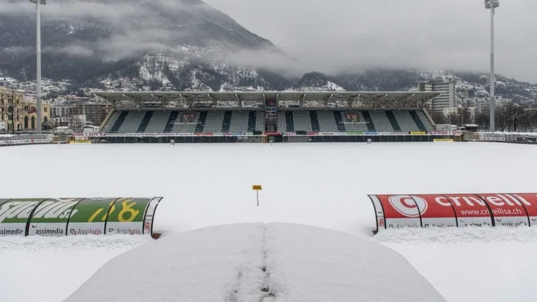 Lo Stadio di Cornaredo con la neve