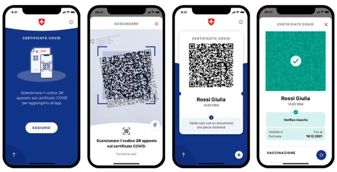 Certificato Covid sull'app della COnfederazione Covid Cert