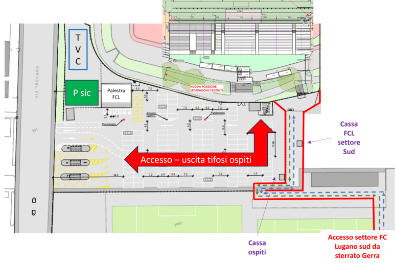 Accesso alla Tribuna Sud unicamente dallo sterrato Gerra