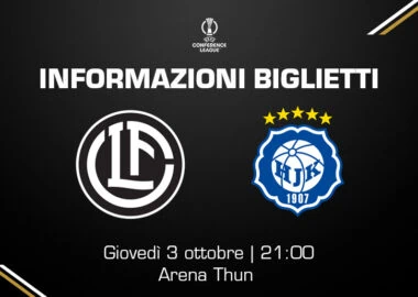 La vendita dei biglietti per FC Lugano-HJK Helsinki apre venerdì 27 settembre