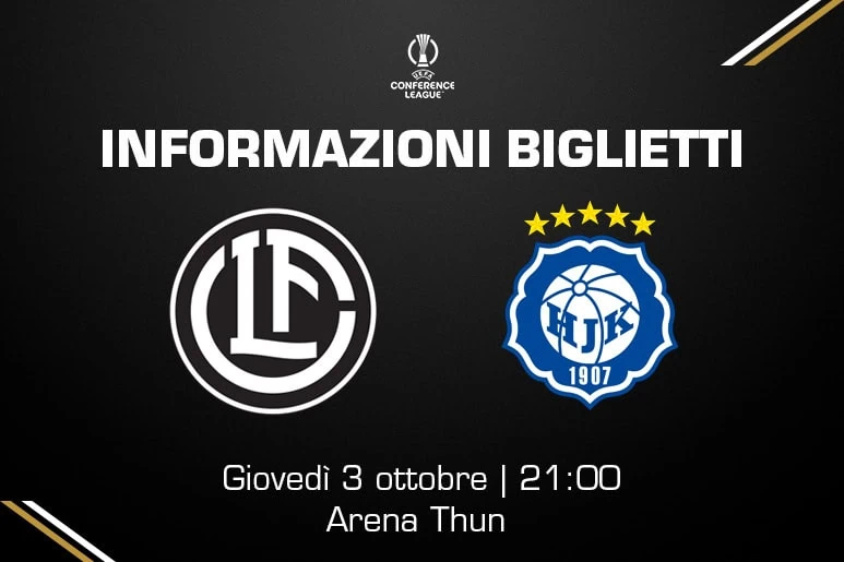 La vendita dei biglietti per FC Lugano-HJK Helsinki apre venerdì 27 settembre