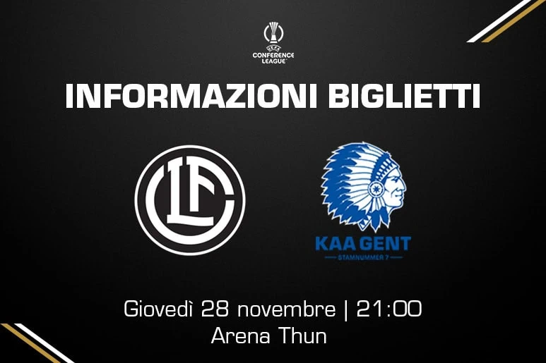 La vendita dei biglietti per FC Lugano-KAA Gent apre venerdì 15 novembre