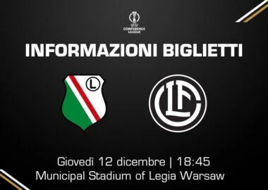 Vendita biglietti Legia Warszawa-FC Lugano