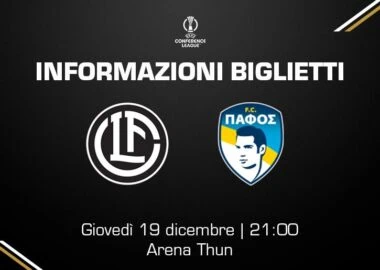 La vendita dei biglietti per FC Lugano-Pafos FC apre venerdì 13 dicembre
