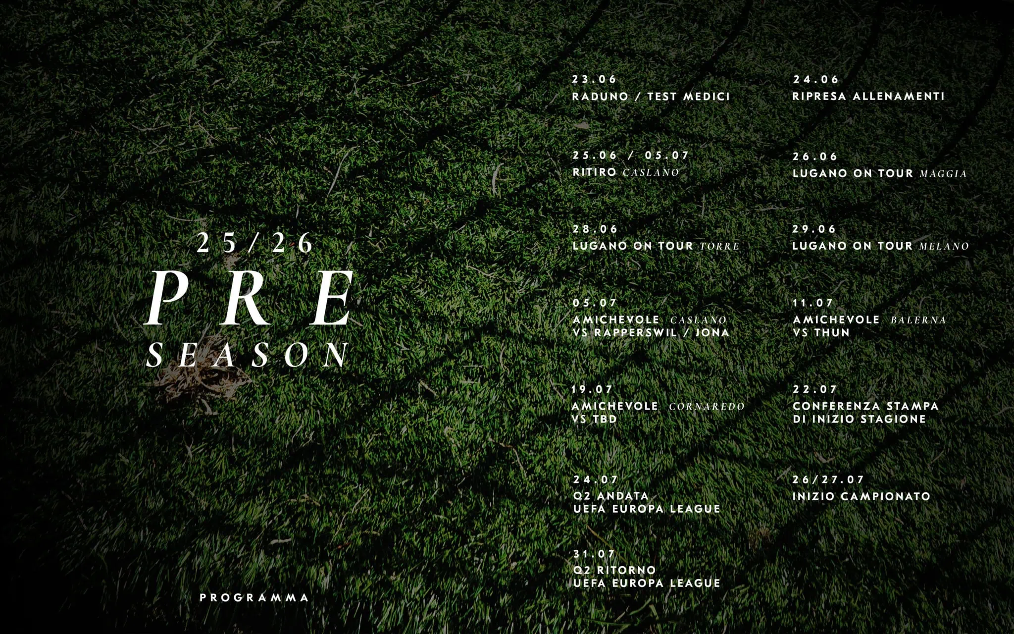 CAMPO D’ALLENAMENTO A CASLANO E FC LUGANO ON TOUR